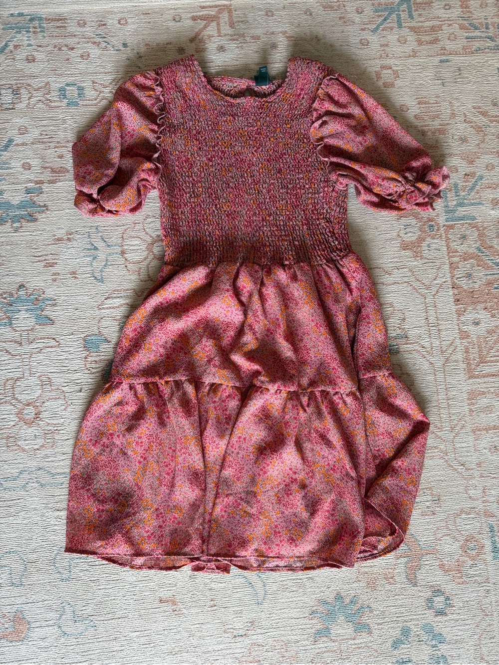wild fable Pink Floral Smocked Midi Dress
